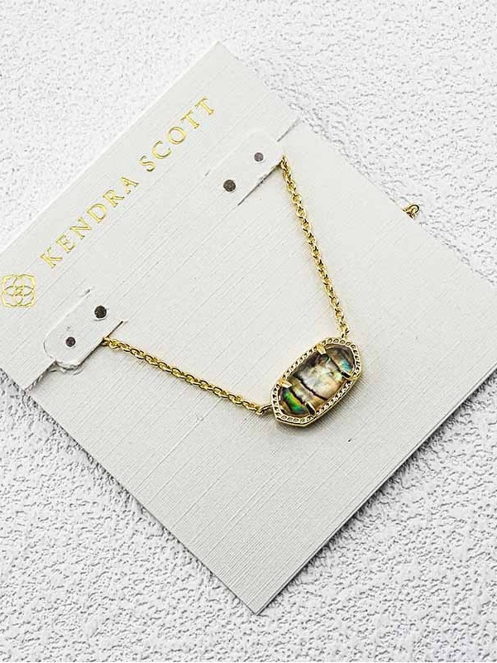 Kendra Scott Gold Abalone Elle Pendant Necklace - Green Blue Iridescent